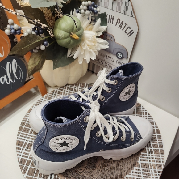 😍EUC Converse Chuck Taylor All Star High Top Lugged Lace Up Sneakers, Navy Blue - Picture 7 of 15